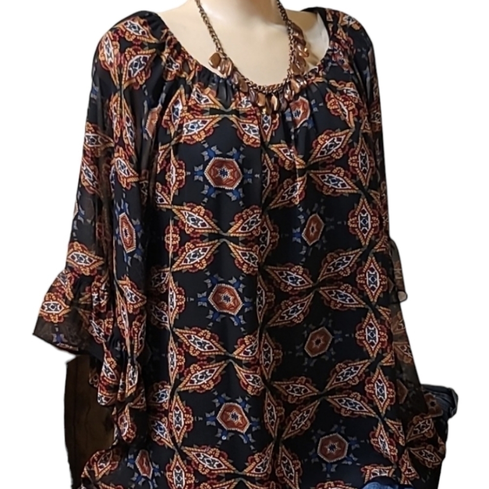 R. ROUGE Women's Sheer Pullover Blouse Size large
